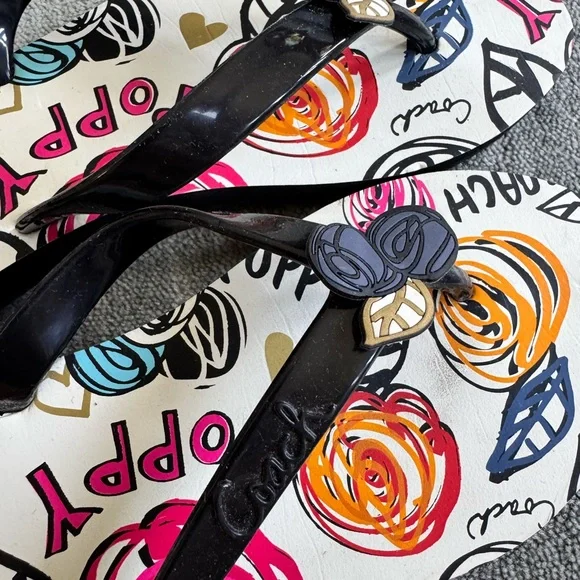 Coach Black and Multicolor Poppy Sandals - Picture 3 of 5